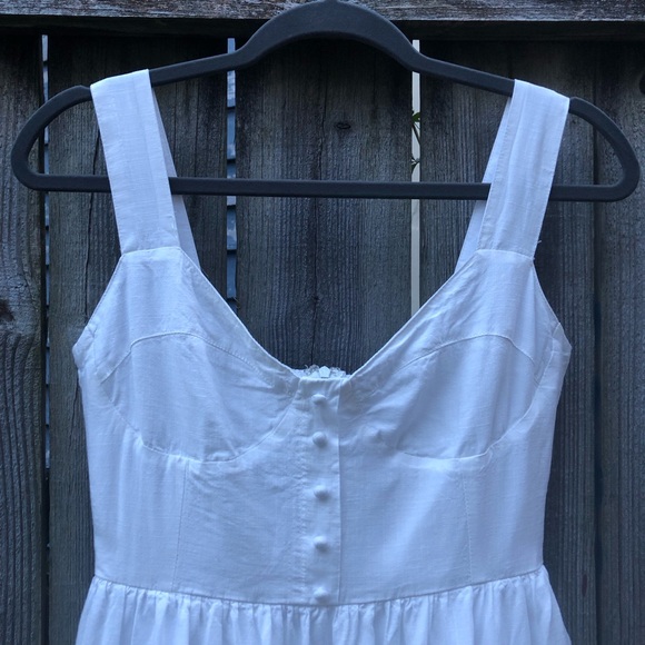 Lulus Good To Be Here Mini Dress Size S White Babydoll Cotton Linen Corset - Picture 4 of 16